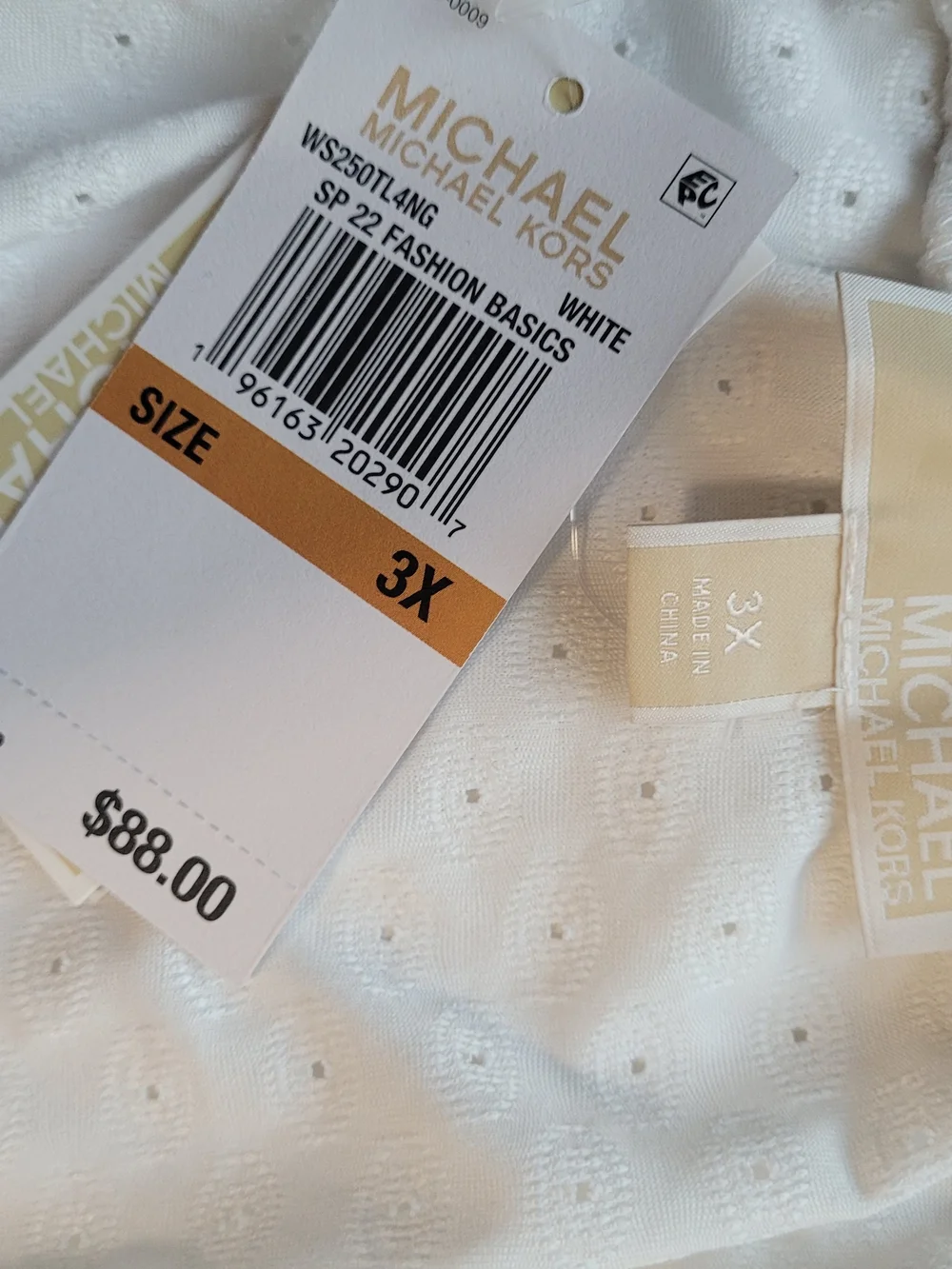 Michael Kors White Off-Shoulder Eyelet Shirt 3X Large